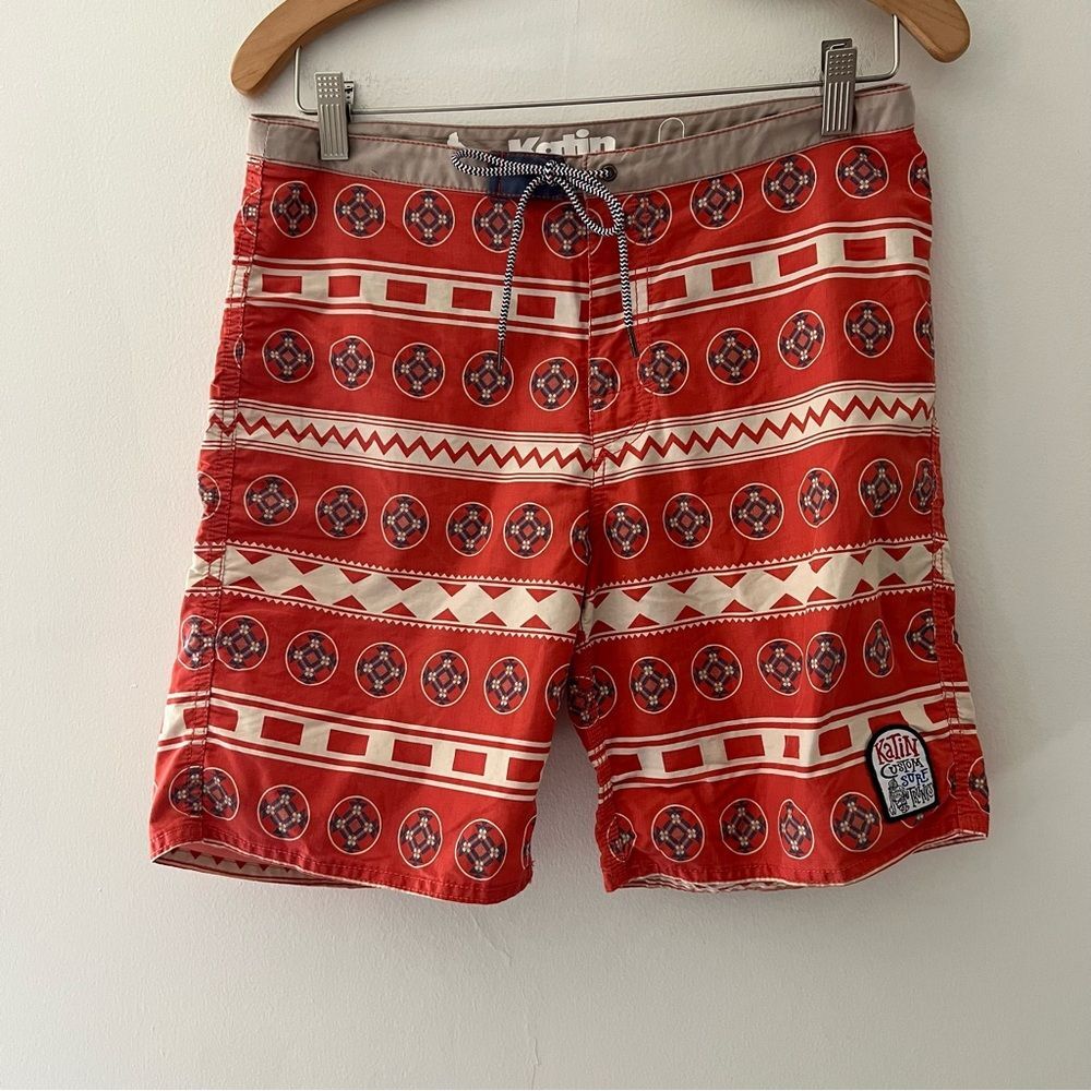 Katin Custom Board Shorts Swim Trunks Swimsuit Aztec Print Size 30 Surf